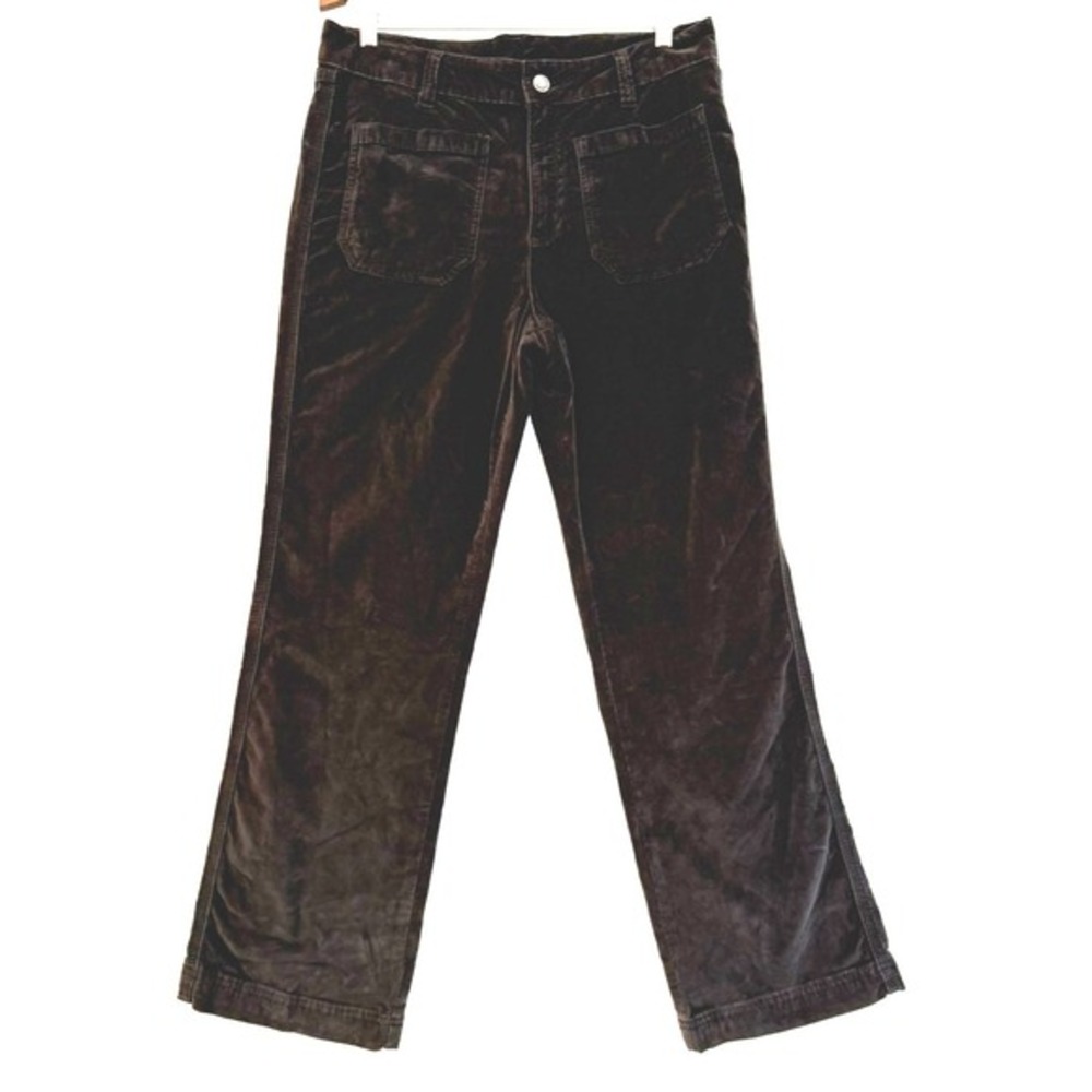 Free People High Time Size 10 Black Velvet Corduroy Flat Front High Rise Pants